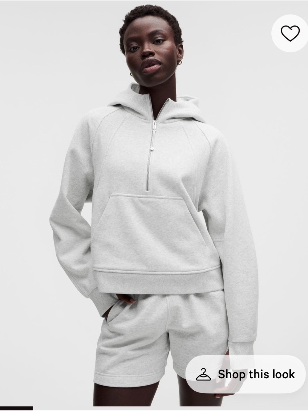 Lululemon Women's Light Gray Scuba Evolve Oversized Half-Zip Hoodie